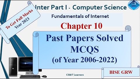 MCQs Objective Questions Inter 1 | Ch 10 | Computer Science|  Past Paper Solved MCQs  (2006-2022)