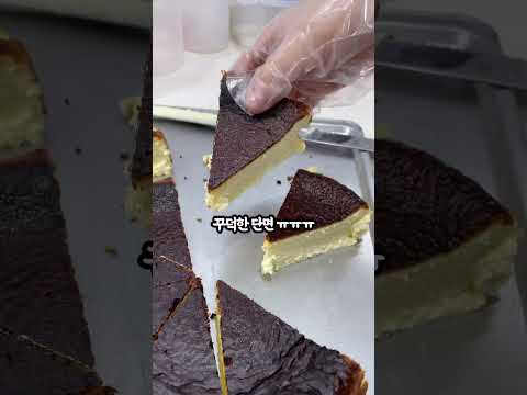 바스크치즈케이크 자르는 꿀팁은 냉장고에서 24시간은 넉넉히 식혀주기 #cheesecake #바스크치즈케이크 #케이크자르기 #치즈케이크