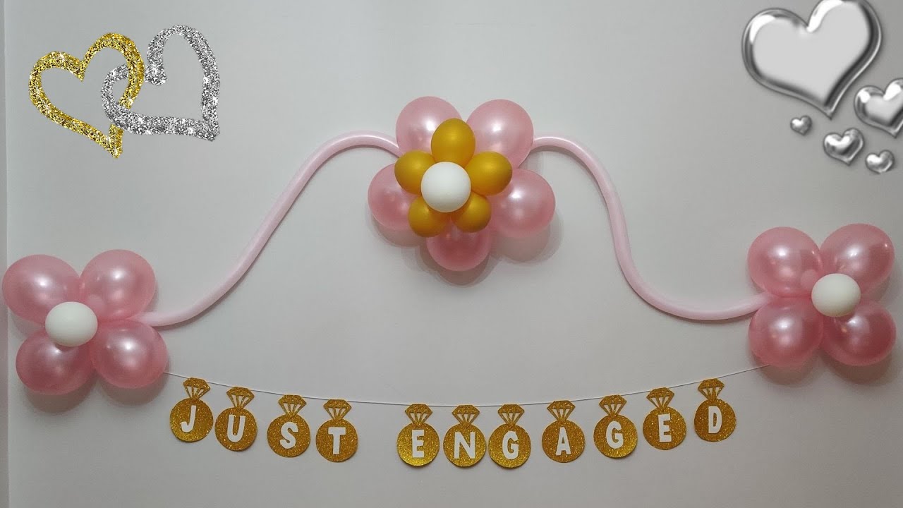 أفكار لتزيين حفلة الخطوبة - ديكور خطوبة في البيت - عمل زينة بالبالونات والفوم