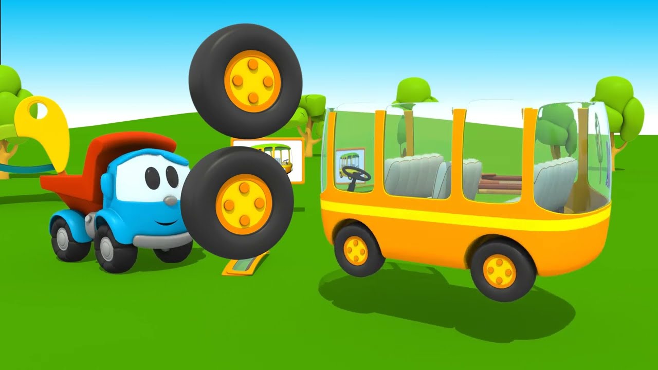 Kuormuri Leon tarinat – keltainen bussi ja hauskoja muotoja