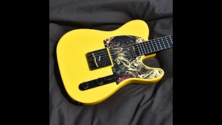 Playing Demo 4 Telecaster HH Yellow Black Alnico 5 Hot Rails 4-Way Coil Split Stainless Steel Frets