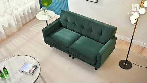 HONBAY Modern Upholstered Loveseat Velvet Tufted 2 Seater Sofa for Small Spaces (Green/Blue/Grey)