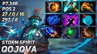 qojqva Storm Spirit - Dota 2 Mid Lane Gameplay - Patch 7.34b