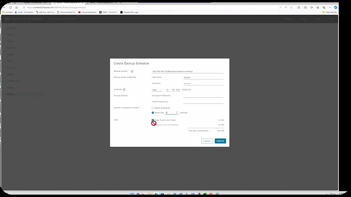 Configuring a VMware vCenter Server Appliance Backup