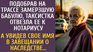 Подобрав на трассе замерзшую бабулю, таксистка отвезла ее к нотариусу… А увидев свое имя в завещании