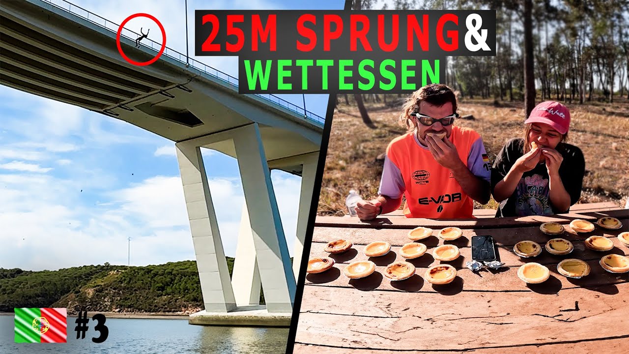GEISTESKRANKER Brücken-Sprung am FRÜHEN Morgen! & Wettessen mit meiner Freundin! | Portugal Roadtrip