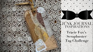#scraptagchallenge Tracie Fox Challenge | Collaged Tag | Scrapbuster @JunkJournalInspirations