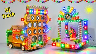 Navratri Durga Murti Big Dj Truck Radha Krishna Dj Light Trolley | Gauri Ganesh Pooja Dj Light