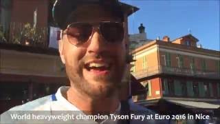 Euro 2016: Tyson Fury with England fans, buying drinks