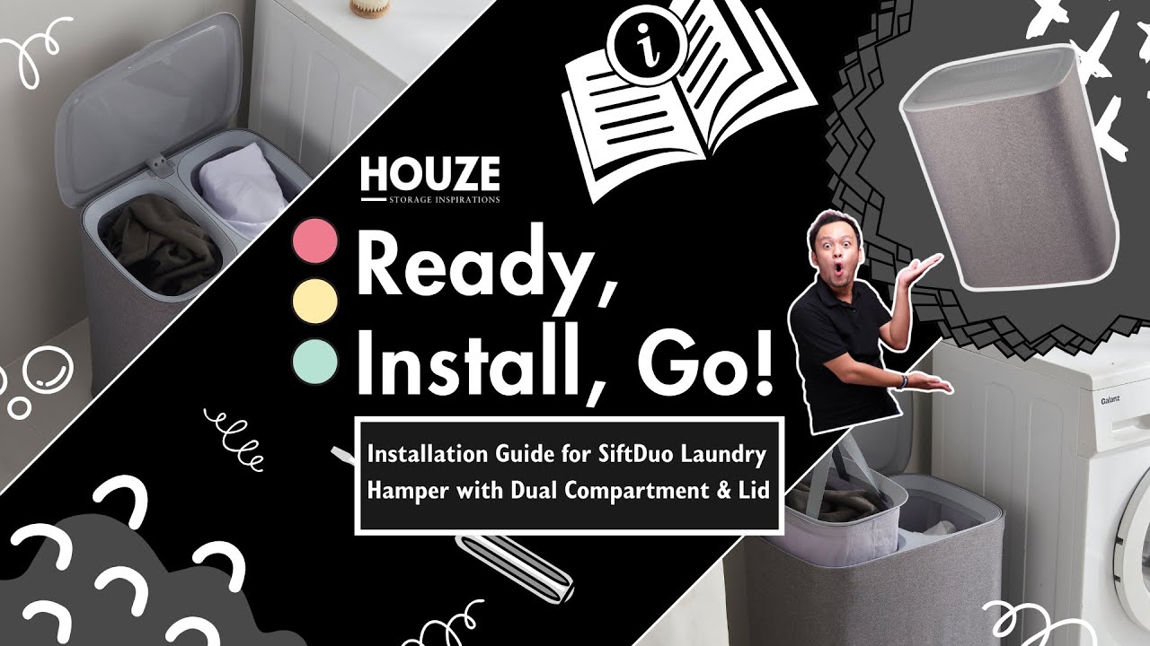 HOUZE | SIFTDUO 50L|90L Laundry Hamper with Dual Compartment & Lid Collection