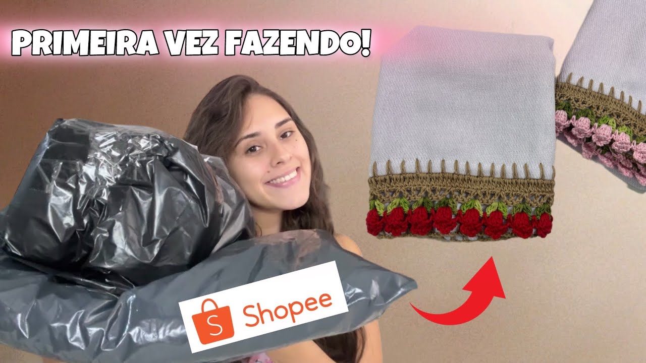 Fiz meu PRIMEIRO Bico de Pano de Prato em Crochê no Modelo Tulipas! 🌷 