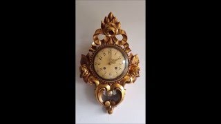 Large Rare Westerstrand Swedish Gilded Wooded Cartel Wall Clock 8 Day