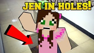 Minecraft: JEN FALLING IN EVERY HOLE!!! - MAKERS SPLEEF -  Mini-Game