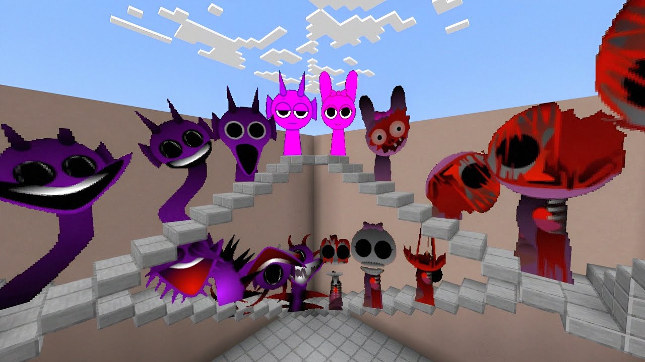 Мой Sprunki Horror Durple и Pinke Фазы 1-10 в Minecraft PE