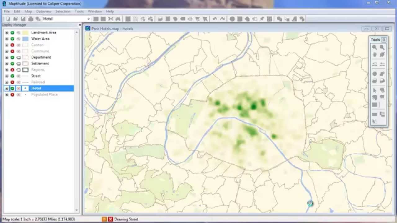 Density hot spot heat maps in Maptitude mapping software - YouTube