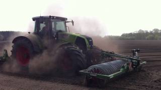 Claas Axion 850 mit Amazone Kreiselgrubbe KG 5000 und Kotte Frontpacker 5 Meter