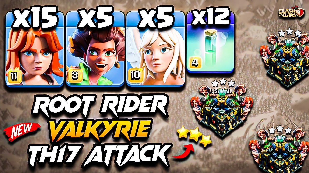 Best TH17 Attack Strategy With ROOT RIDER VALKYRIE | Th17 Root Rider Valkyrie Attack With RC CHARGE