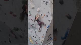 Climbing in Québec, Montréal, Allezup (overhanging 5.11b, two takes but getting better)