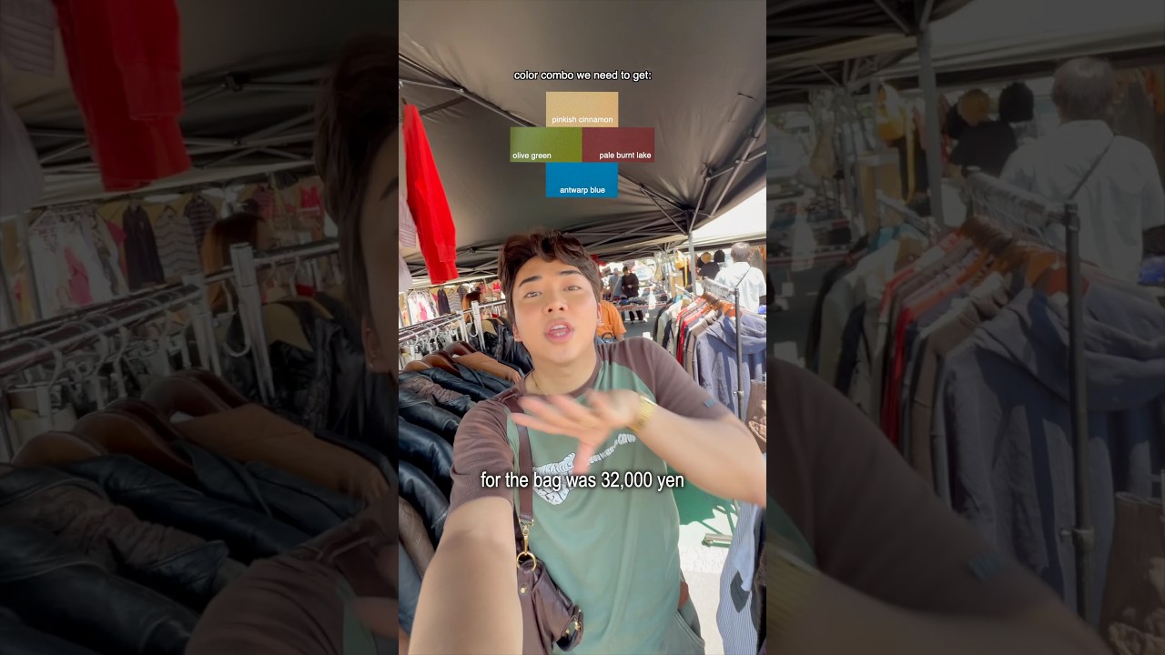 Flea Market Shopping in Tokyo using a BOOK! 🇯🇵🧢 #tokyofleamarket #japanfashion #colorcombination