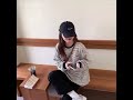 韓国ファッション春コーデ パッチポイントボーダートップ長袖Ｔシャツ