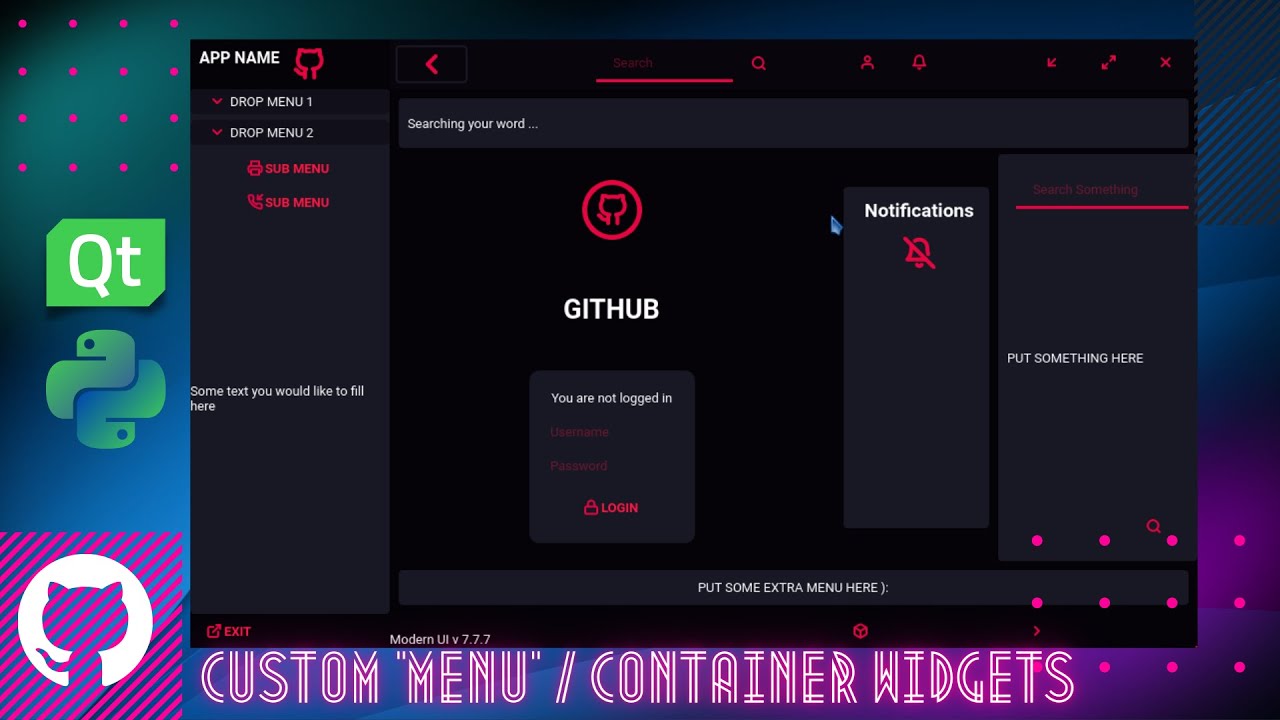 Python Multiple Animated Menu Containers Using Qt Custom Widgets Pyqt Pyside Teaser