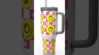 Smiley face Stanley cup design wrap #stanleycup #stanleyquencher #smile #drinkware #retro #smiley
