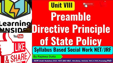 Preamble & Directive Principle of State Policy I NTA UGC NET/JRF/PhD I Social Work I Unit 8 I L-02