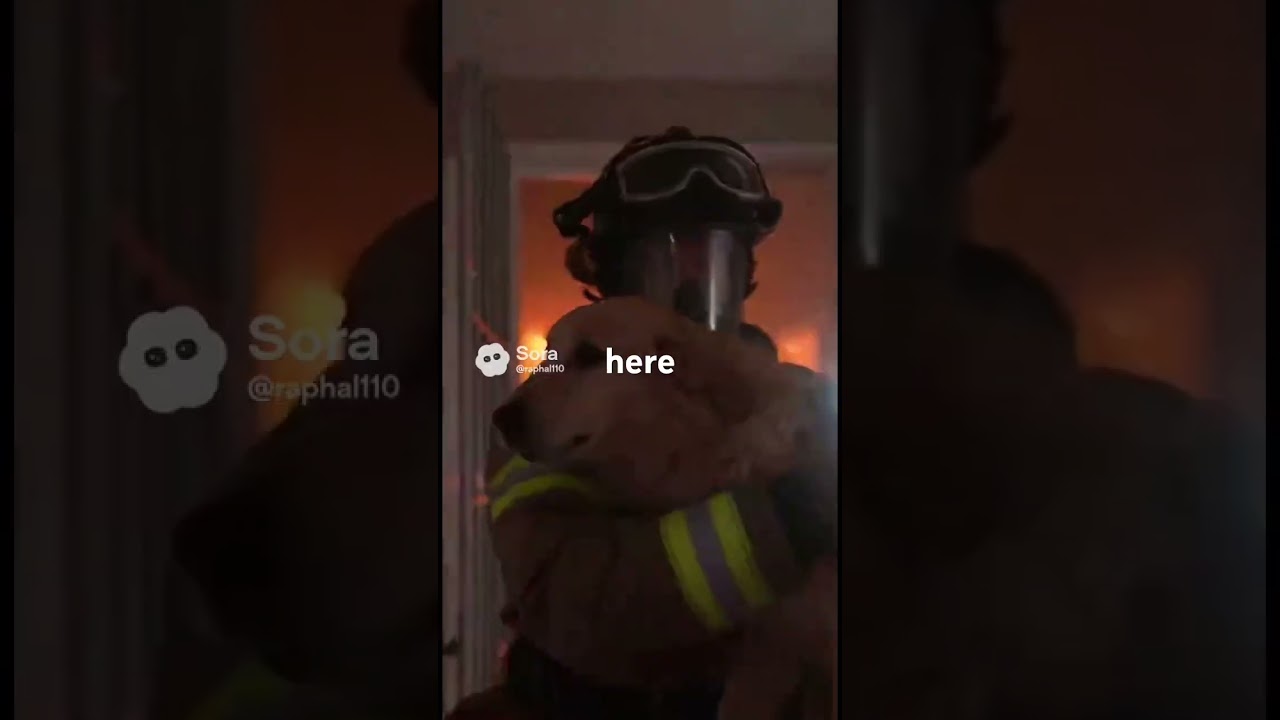 Brave firefighter runs into a house fire after realization of a dog in the house, and rescues him.
