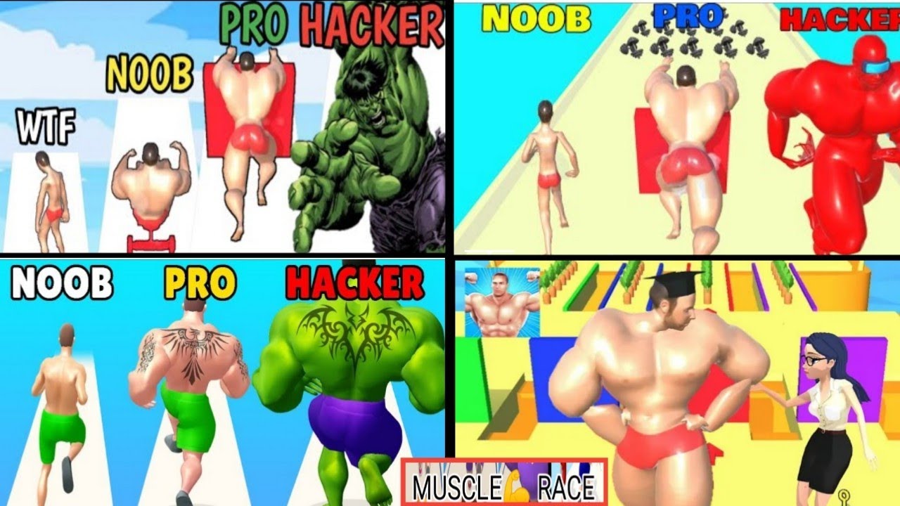 Max Level | Hacker vs Pro vs Noob |💪 3D Muscle race | new racing game |muscle racing | racing game