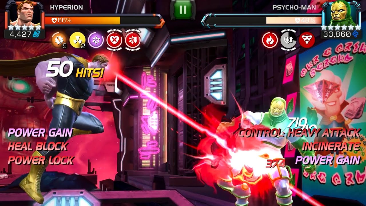 Hyperion vs Psycho-Man Uncollected Boss Fight | Marvel Contest of Champions