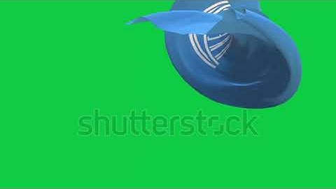 Unesco flag ribbon transitions loop green screen 4k