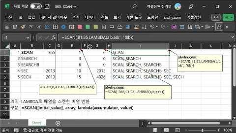 365함수 시리즈17; SCAN; 배열을 LAMBDA로 각 값을 누적시킨 배열을 반환;  2023-2-8, 동적배열수식, 누적합, 누적결합(&)
