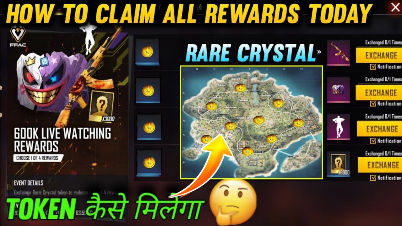 How To Get Rare Crystal Token | Ffac 600k And 400k Live Watching Rewards | Ffac Coken Kese milega ||