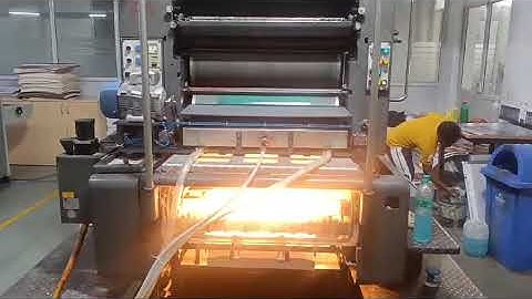 UV, Drip Off and Aqueous Coating on Heidelberg Offset Printing Machine with IR and UV Drier.