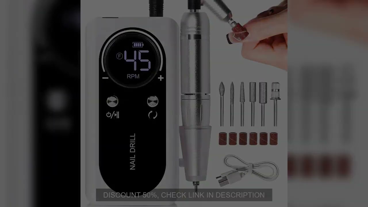 Professional 45000RPM Electric Portable Nail Drill Machine Rechargeable Low Noise Nail Sander File f