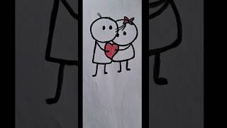 Cute love couple drawing with coin#short#art