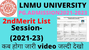 LNMU University PG Admission 2nd Merit list Date 2022 PG Admission 2nd merit list hua jari