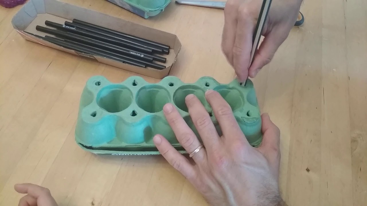 TEACCH Material selber basteln: Steckspiel - Strohhalme