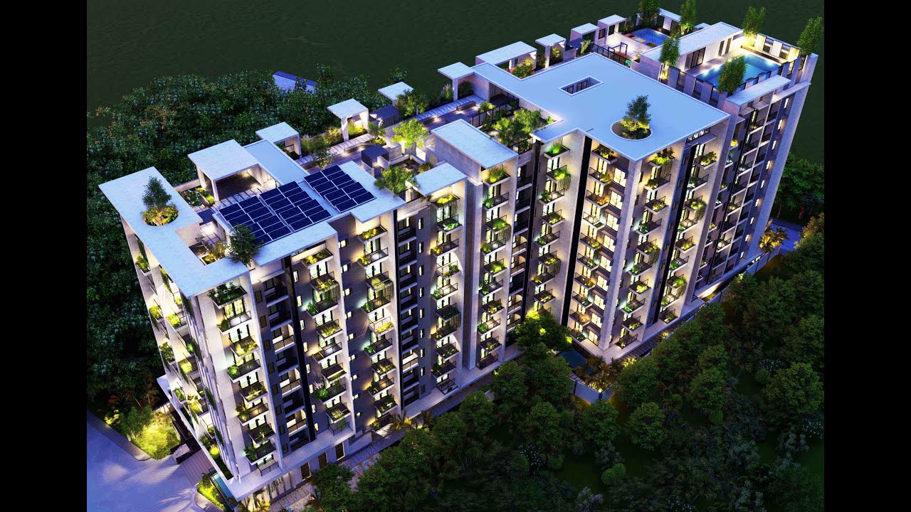 Modern luxury apartment building. 