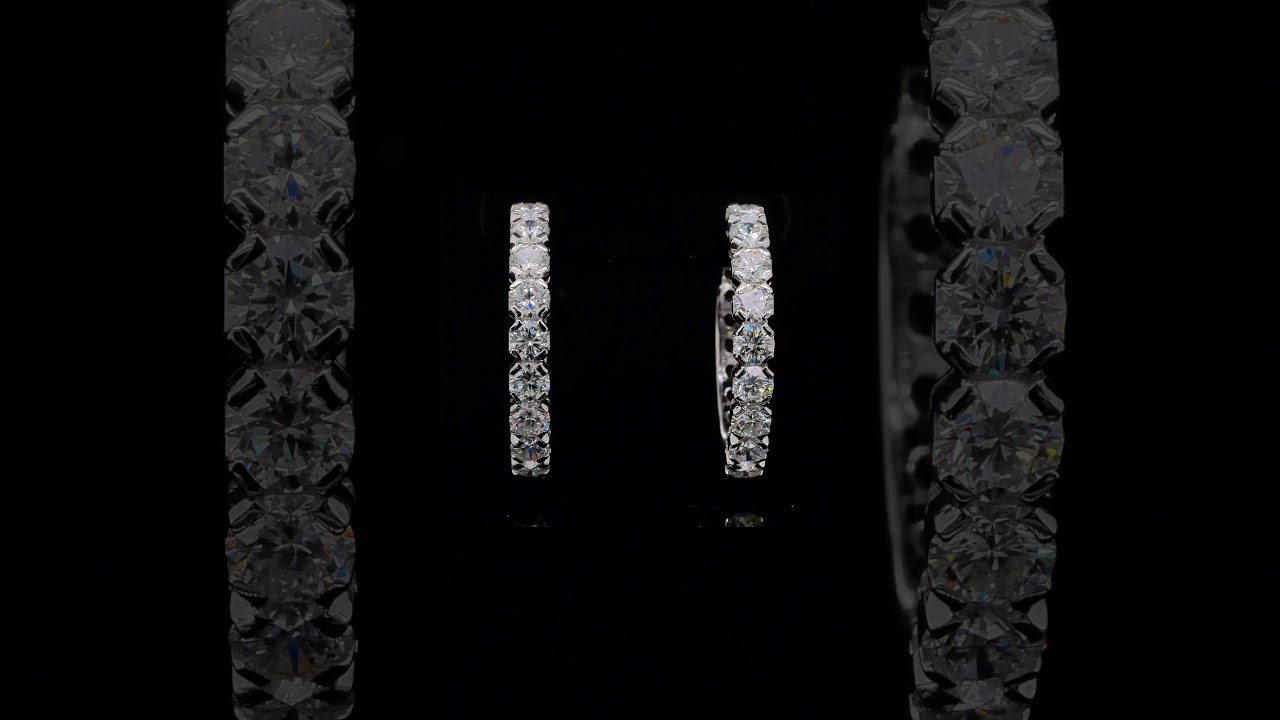 1.85 Ct Diamond Hoop Earrings In 18K White Gold - Orogem Jewelers