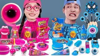 Tantangan Makanan Warna Merah Muda Dan Biru  Asmr Mukbang Bersama Spiderman