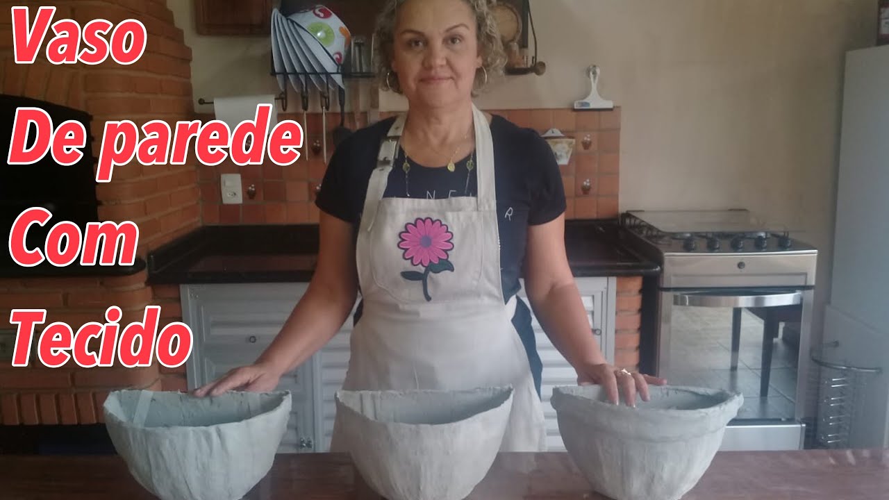 FAÇA VOCÊ MESMO! VASO DE PAREDE COM TECIDO E CIMENTO