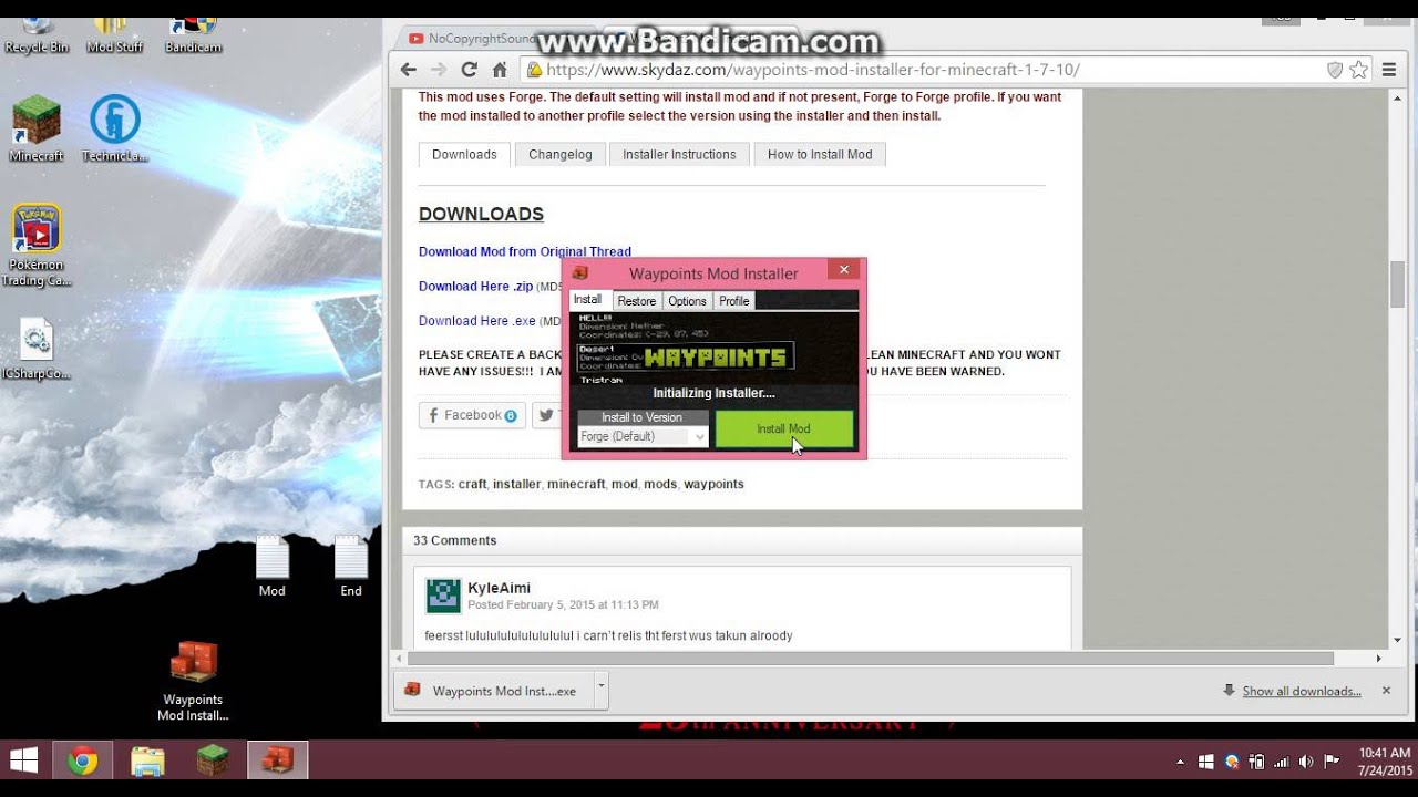 How to Install Waypoints Mod for Minecraft 1.10 - YouTube