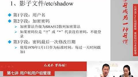 兄弟连新版Linux视频教程 7 1 2 用户和用户组管理 用户配置文件 影子文件