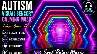 Autism Visual Sensory Calming Music 🌈 | Neon Light Tunnel | Relaxing Loop | Soul Relax Music