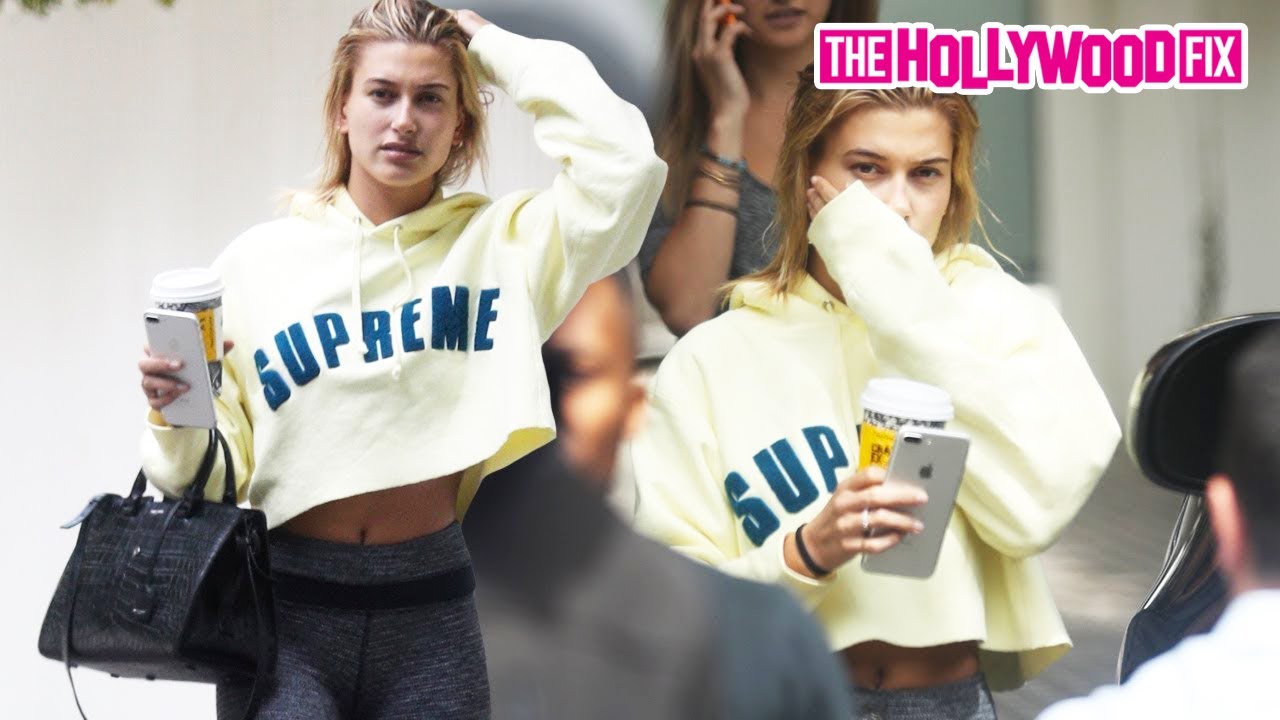 Hailey Bieber Leaves Kendall Jenner's Mansion Wearing A Supreme Crop-Top In The Hollywood Hills