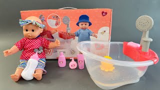 4 Minutes Satisfying with Unboxing Cute Pink Baby Bathtub Playset , Real Working Water 🚿 | ASMR