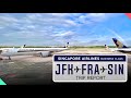 Singapore Airlines Business Class JFK-FRA-SIN Trip Report【4K】+ JFK Lounge Hopping