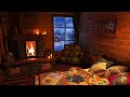 Deep Sleep in a Cozy Winter Hut and Cat | Blizzard sounds, Fireplace, Snowfall