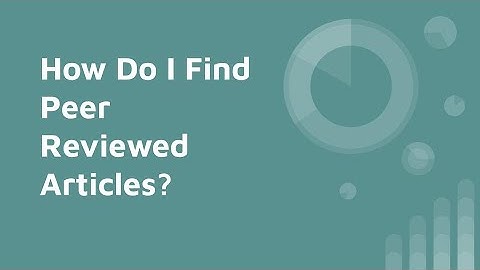 Finding Peer Reviewed Articles in Databases